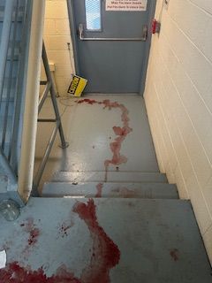 An before shot of a bloody floor from a crime scene cleanup in Ohio by Kingdom Bio Recovery & Restoration