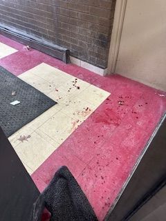 An before shot of a bloody floor from a crime scene cleanup in Ohio by Kingdom Bio Recovery & Restoration