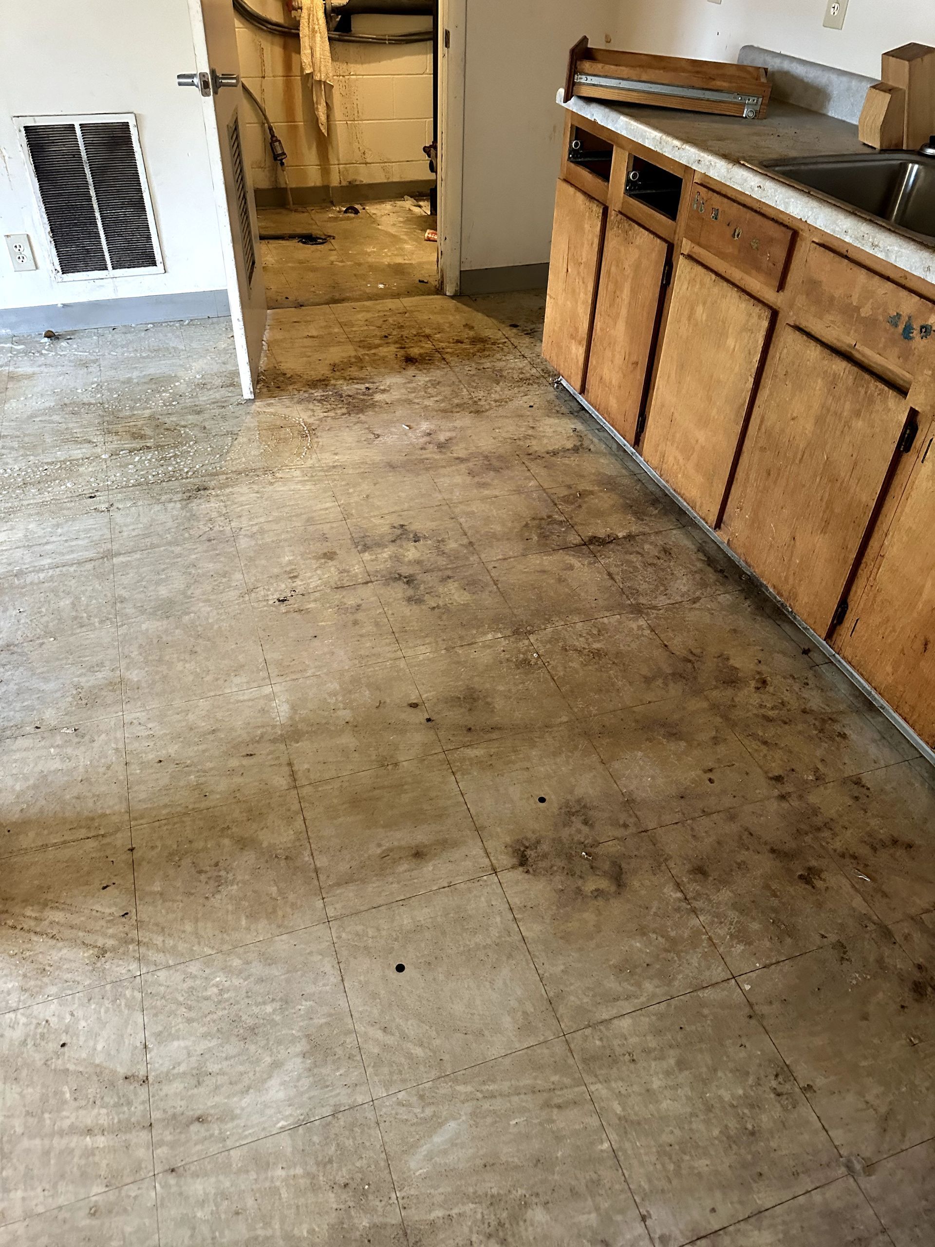 A during shot of a trauma cleanup in Ohio in progress by Kingdom Bio Recovery & Restoration