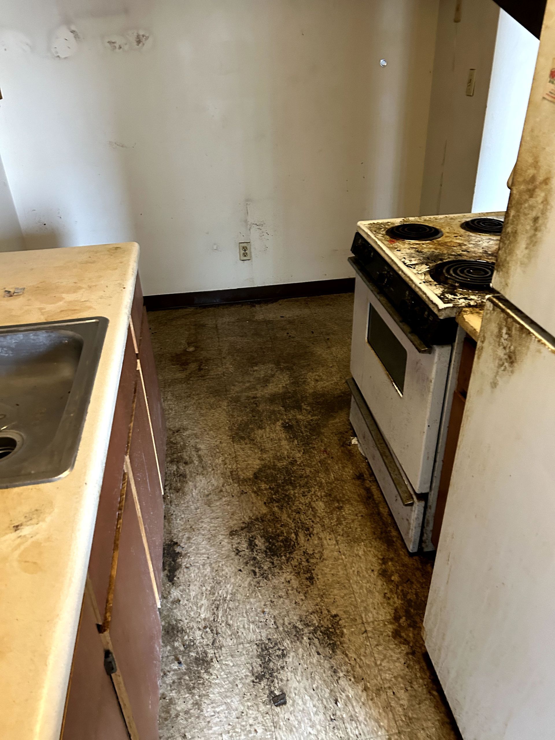 A during shot of a trauma cleanup in Ohio in progress by Kingdom Bio Recovery & Restoration