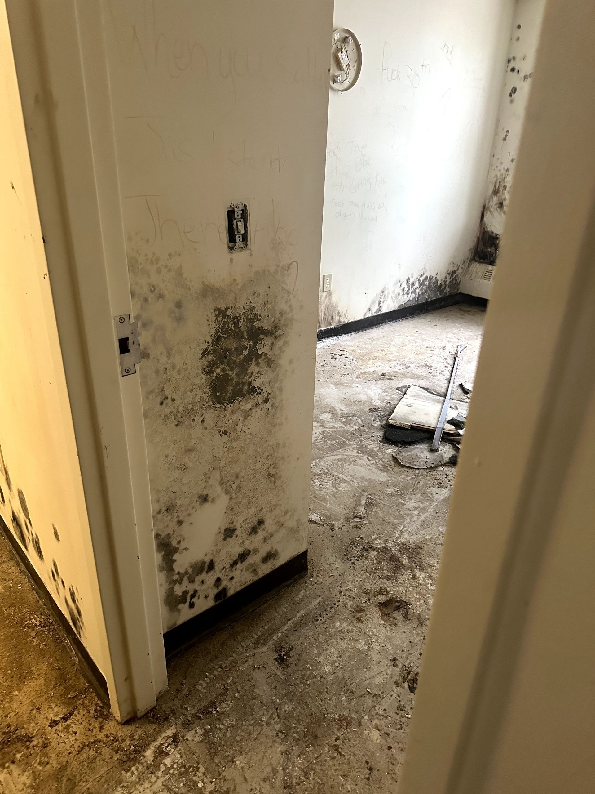 A during shot of a biohazard cleanup service in Pittsburgh, PA by Kingdom Bio Recovery & Restoration hard at work