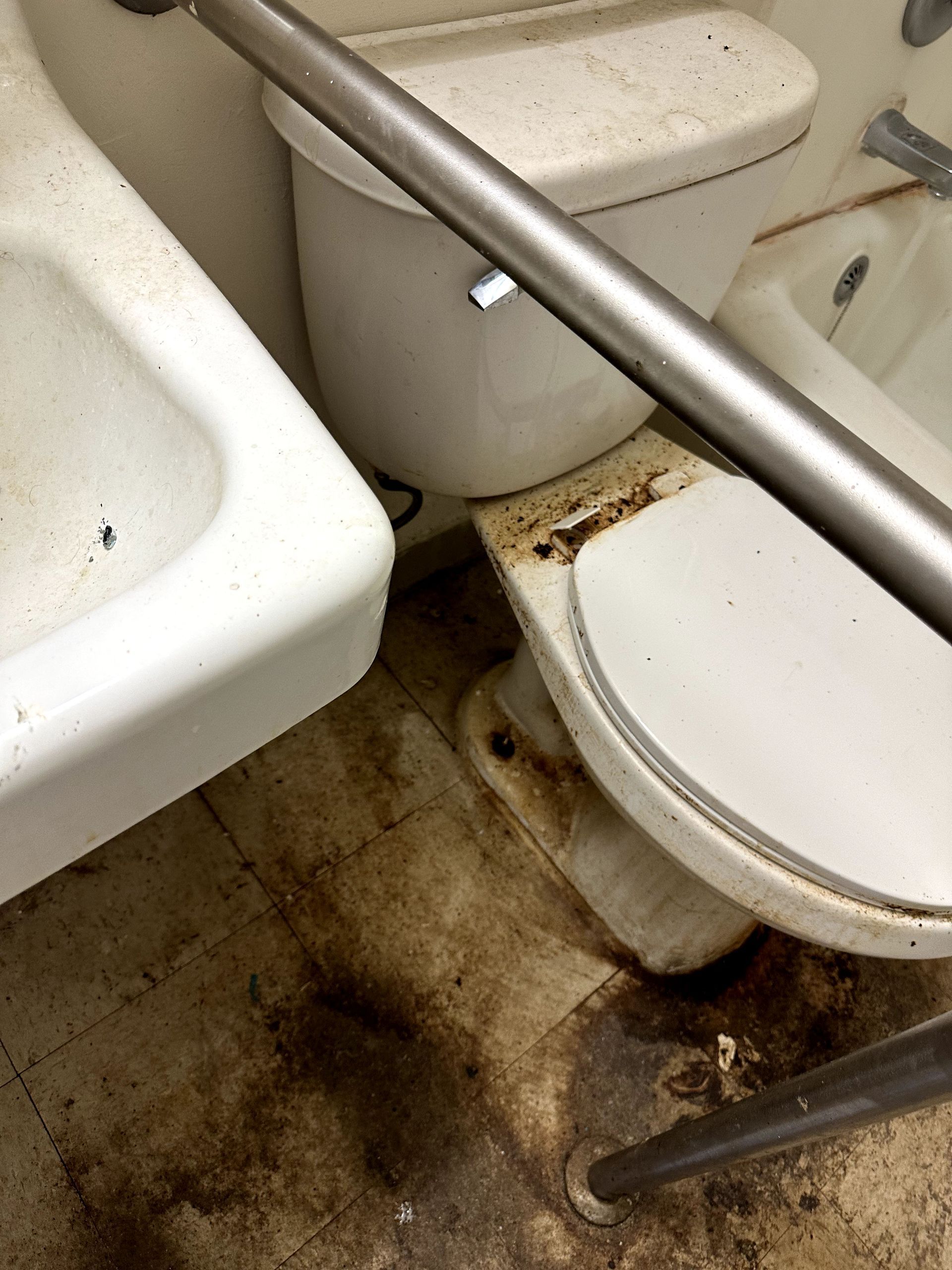 A before shot of a bathroom in a hoard cleanup in Pittsburgh, PA by Kingdom Bio Recovery & Restoration