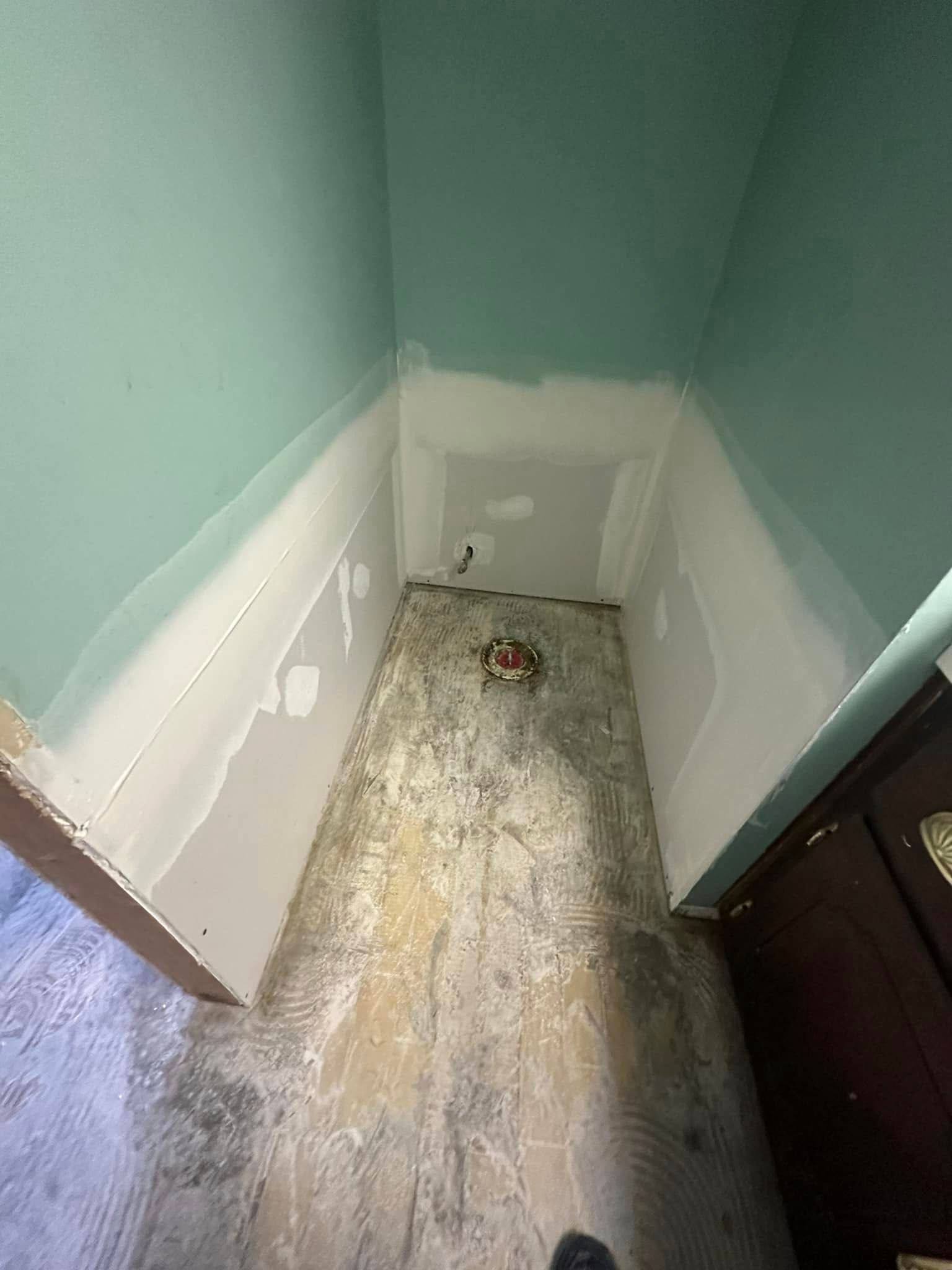 A room with a toilet in it is being remodeled.