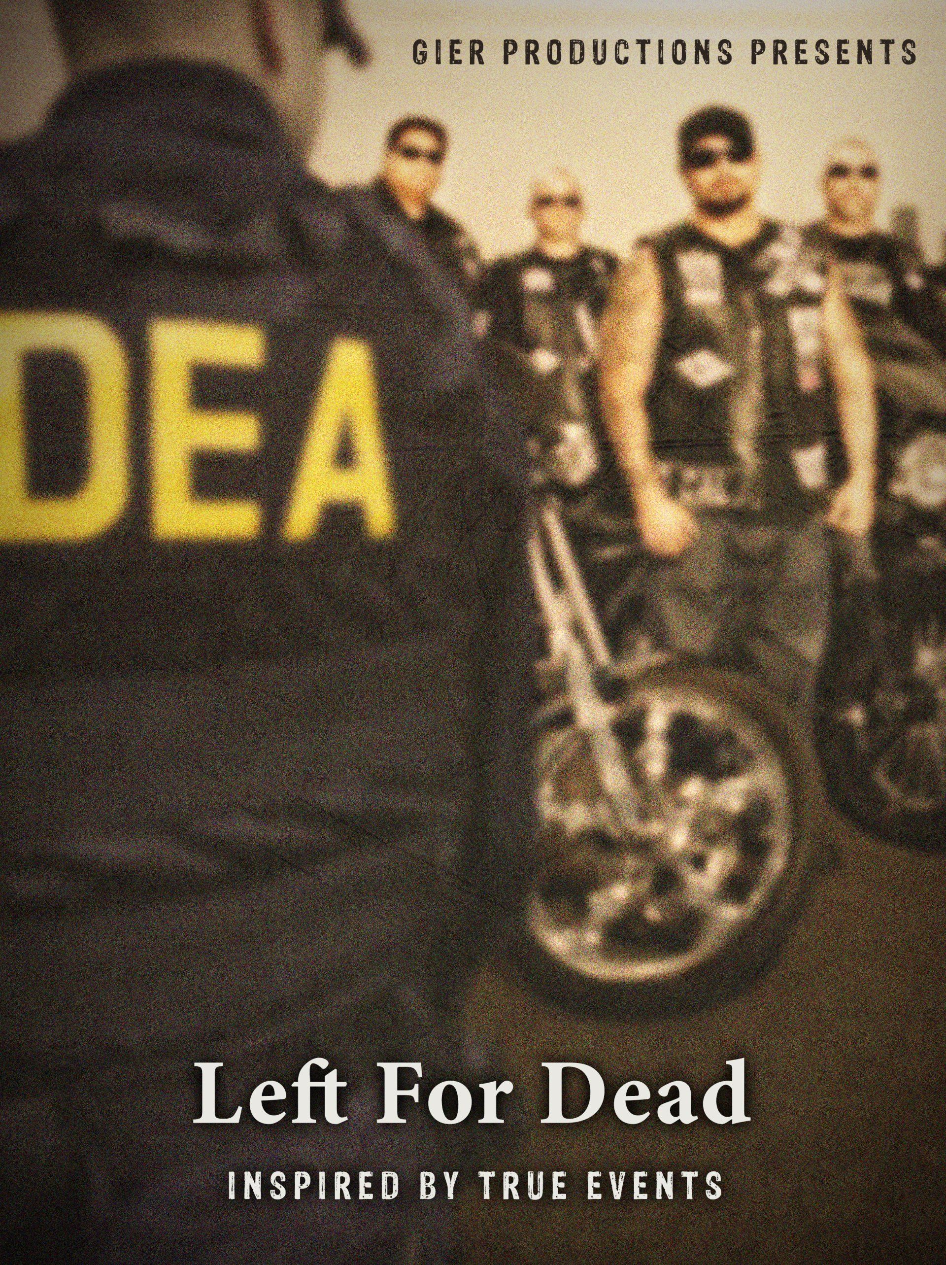 a biker gang standing in front of a DEA agent