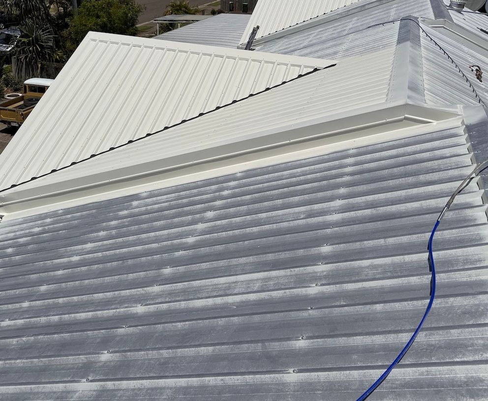 A Close Up Of A Colorbond Roof Before Cleaning— House & Roof Painting & Restorations In Maroochydore, QLD