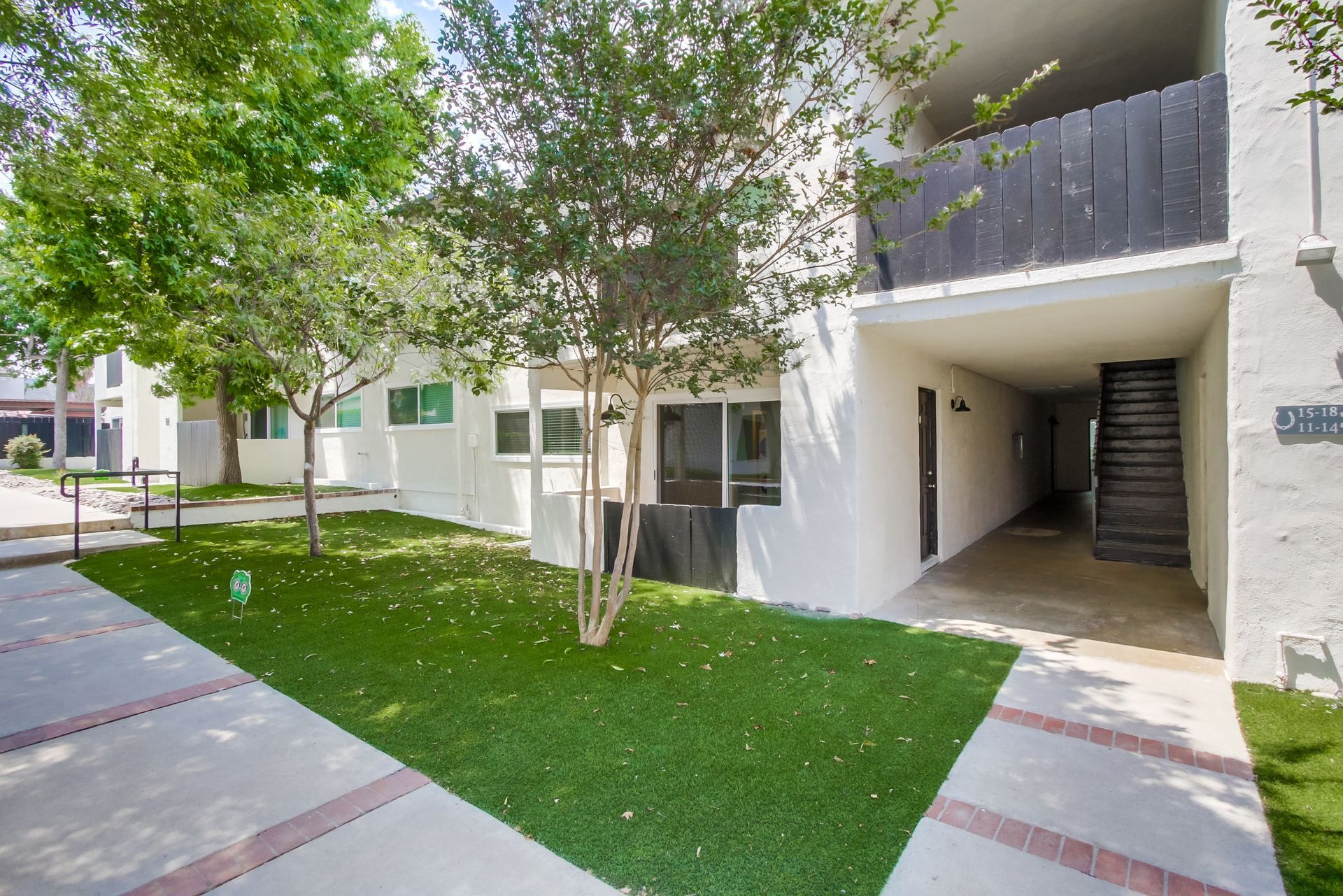 Photo showing an apartment building entrance