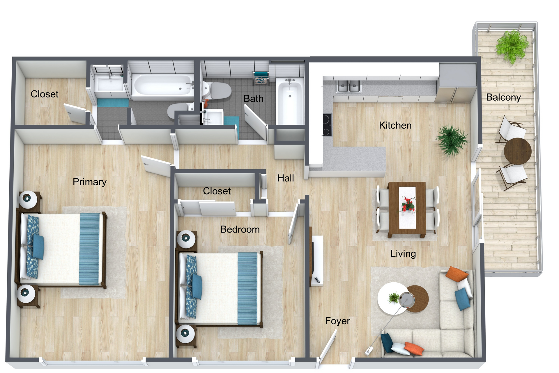 Floor plan for 2 Bedroom