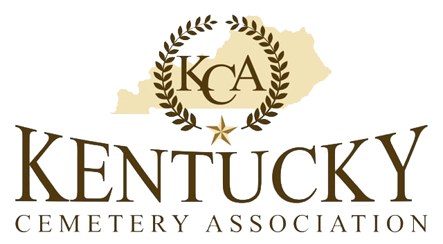 a kentucky cemetery association logo with a map of kentucky