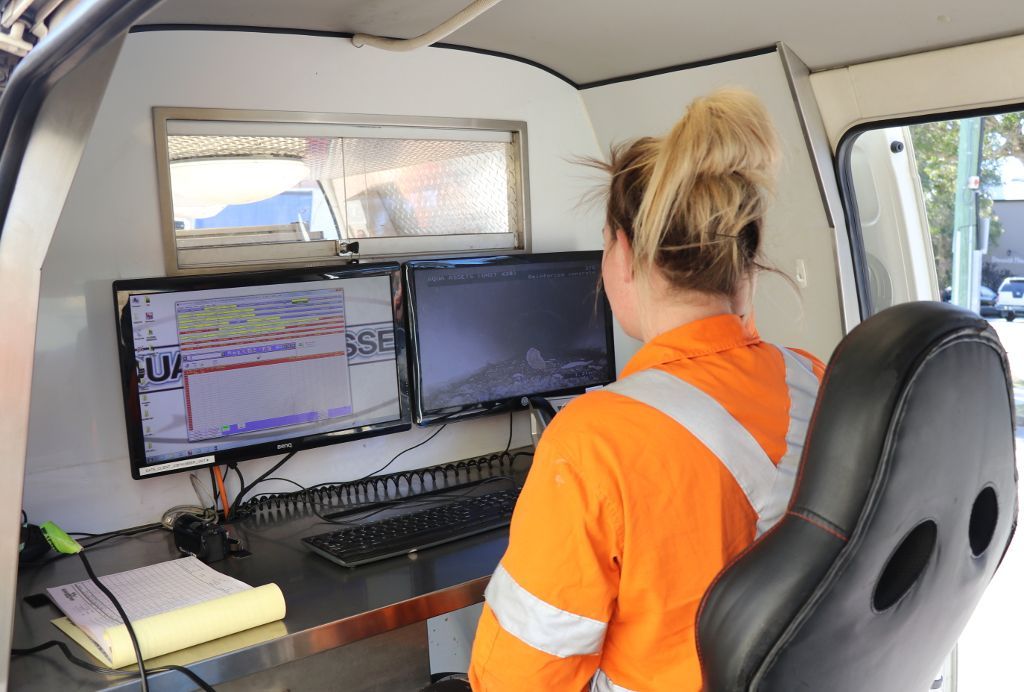 CCTV pipeline inspection showing high density gravel requiring drain cleaning.