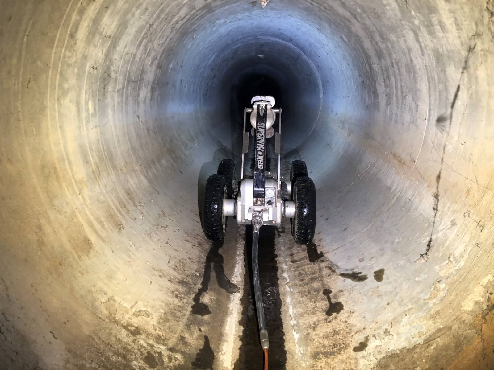 Completing a CCTV pipeline inspection in a 750mm stormwater pipe for a council.