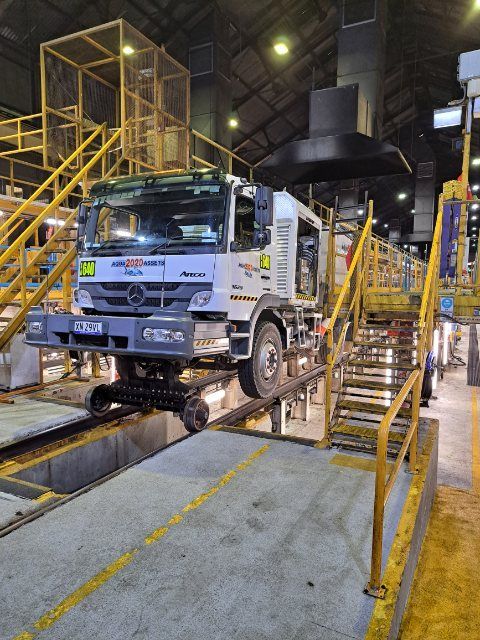 The Aqua Assets rail asset maintenance cleaning truck.