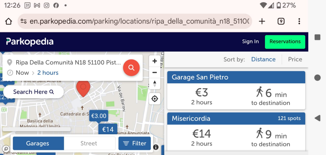 Parking in Pistoia