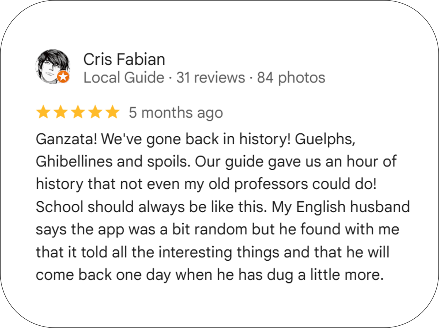 Google Reviews of Pistoia Sotterranea
