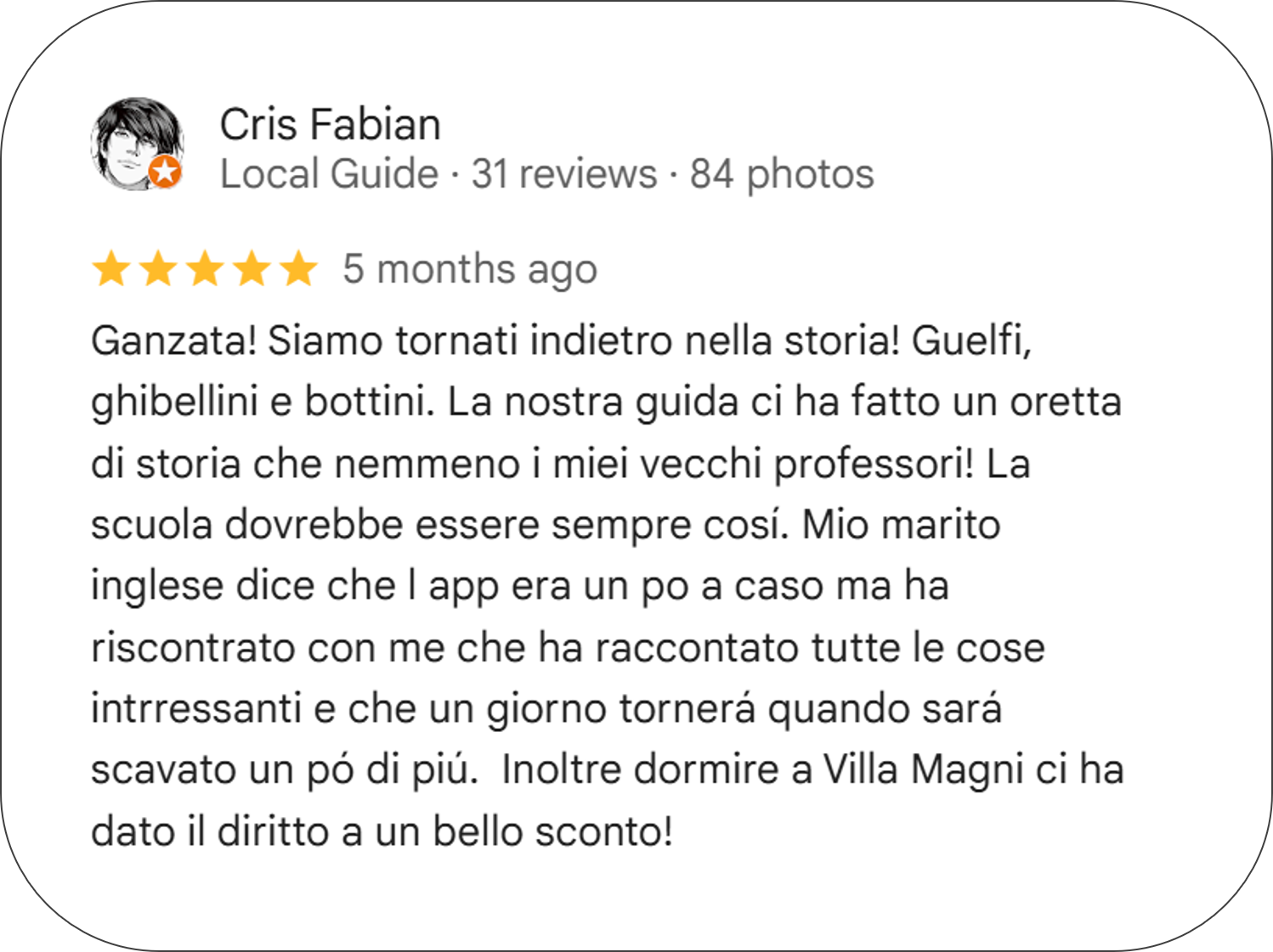Google Reviews of Pistoia Sotterranea