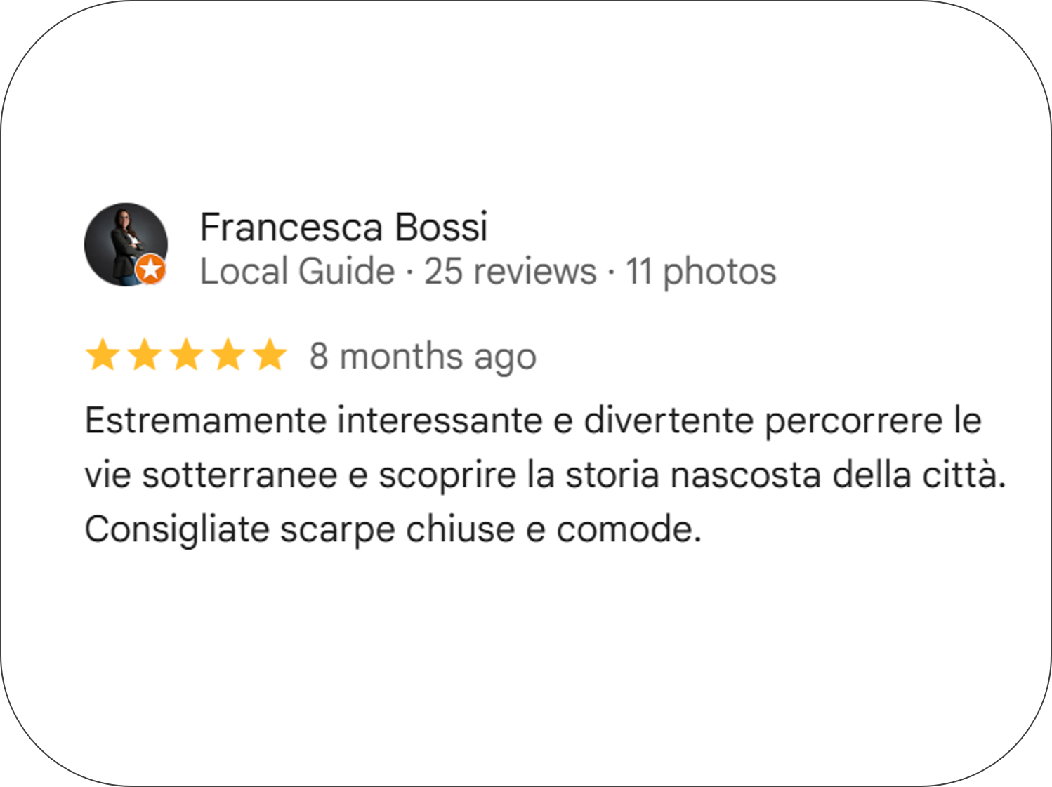 Google Reviews of Pistoia Sotterranea