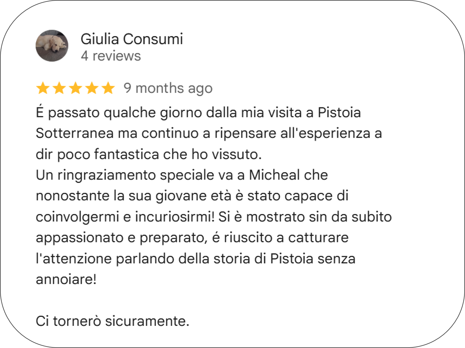 Google Reviews of Pistoia Sotterranea