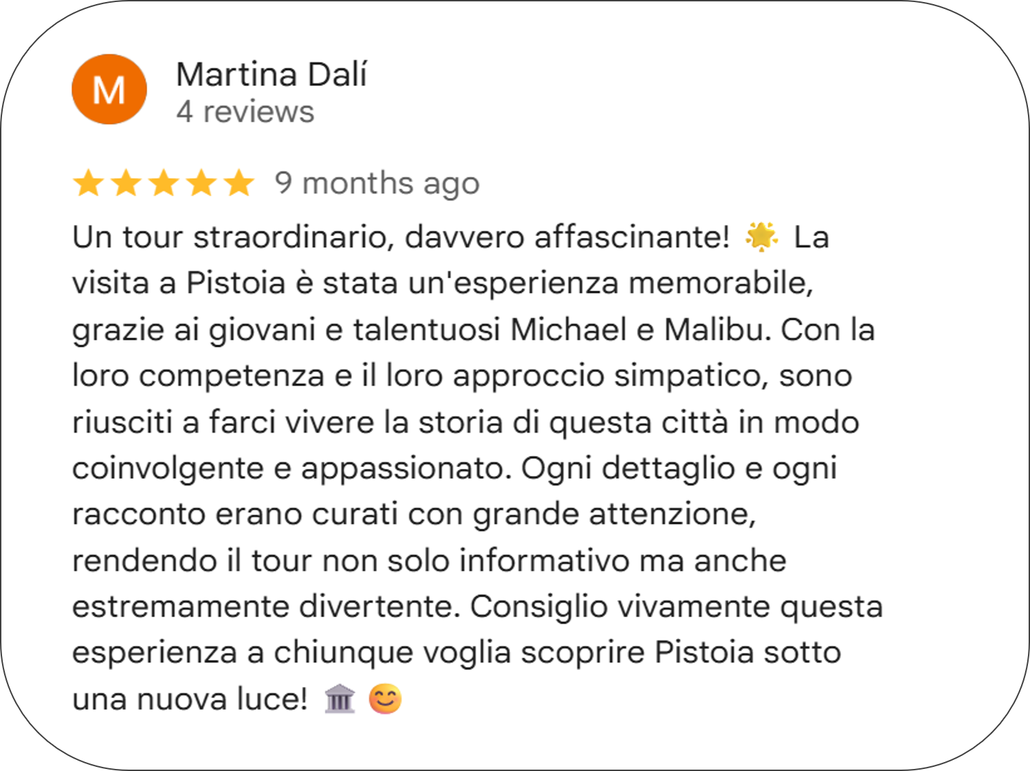Google Reviews of Pistoia Sotterranea