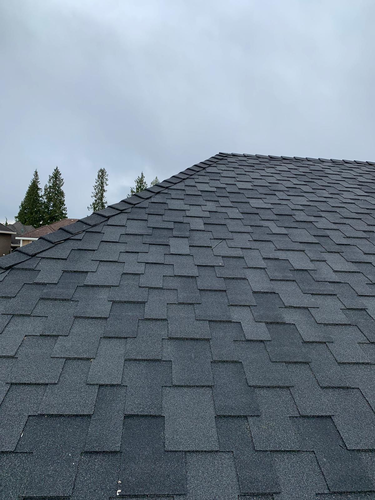 A close up of a roof with a cloudy sky in the background.