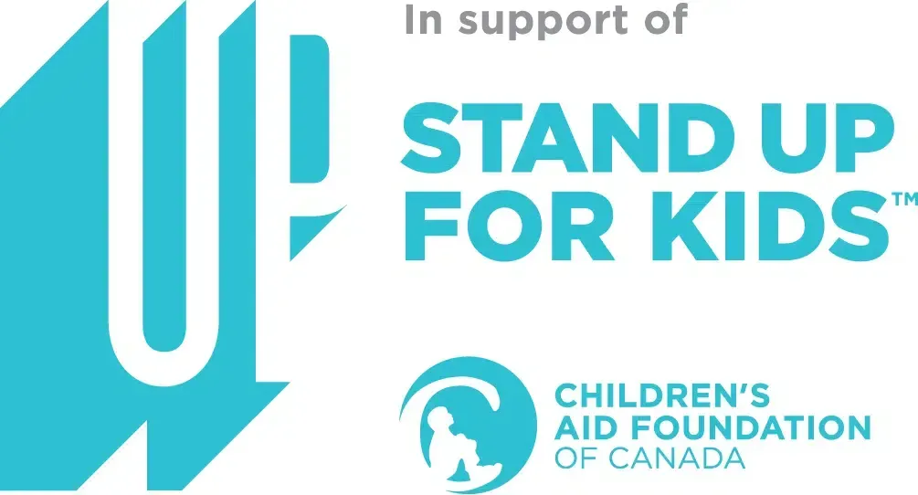 The stand up for kids logo is in support of children 's aid foundation of canada.