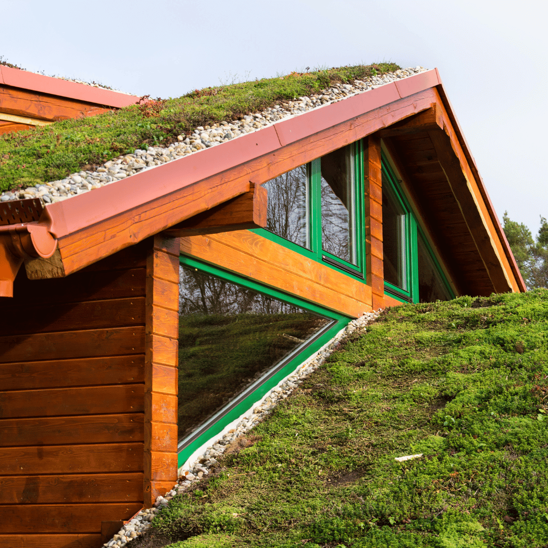 A wooden house with a green roof and green windows. paragon roofing bc, vancouver roofing company, roof replacement vancouver