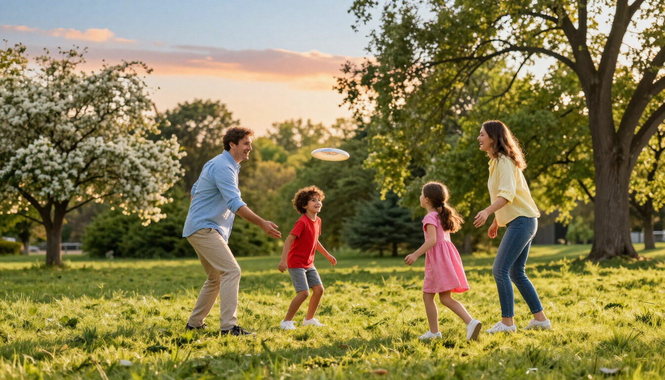 A family enjoying life together representing living benefits of insurance.