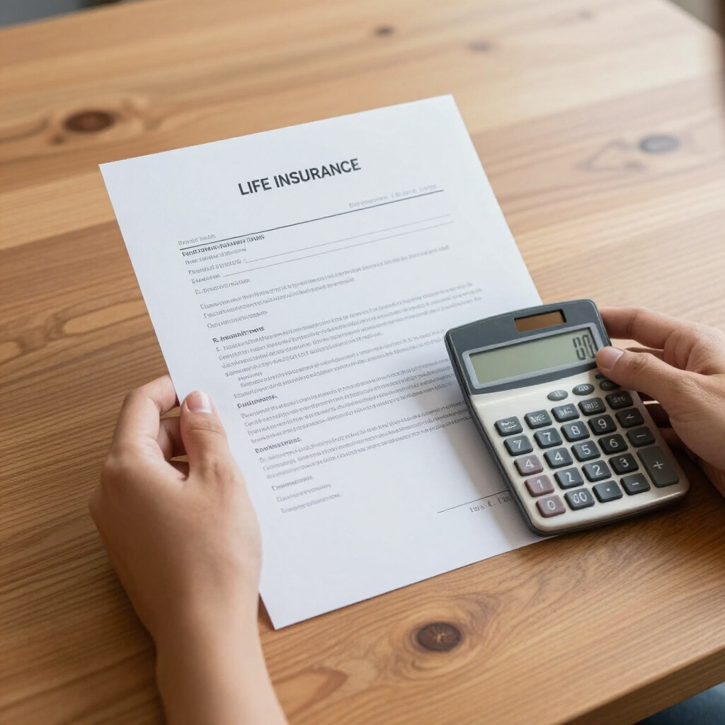 Hands holding a calculator over a document labeled