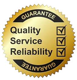 A gold guarantee seal that says quality service reliability
