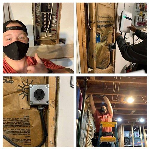 A man wearing a mask is giving a thumbs up in a collage of four pictures.