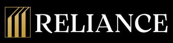 The word reliance is written in gold letters on a white background.