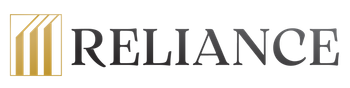 The word reliance is written in gold letters on a white background.