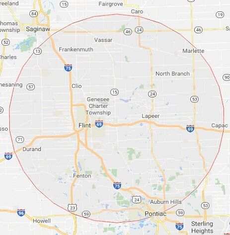 Service Area Map - JD Appliance Service in Davison, MI
