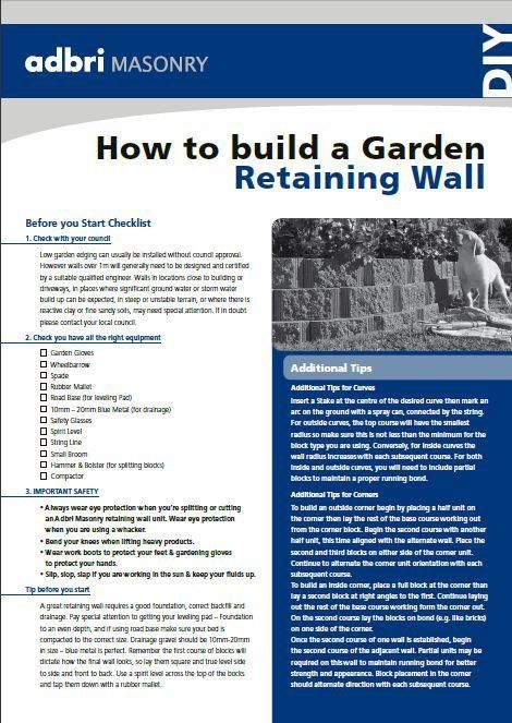 adbri masonry diy retaining wall guide