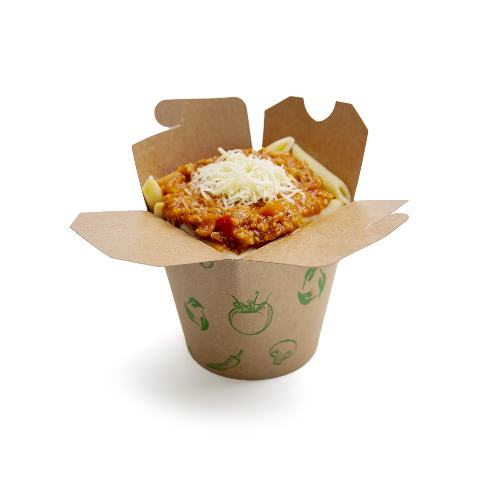 Pasta bolognaise in a cup