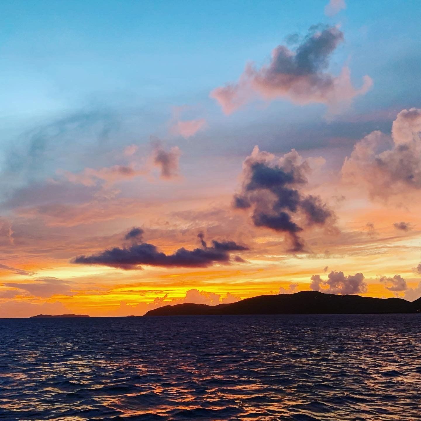 Sunset view with wavy ocean