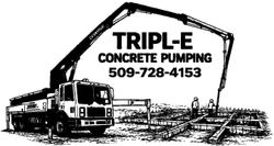 TRIP-E Concrete Pumping logo with pump truck, black-and-white
