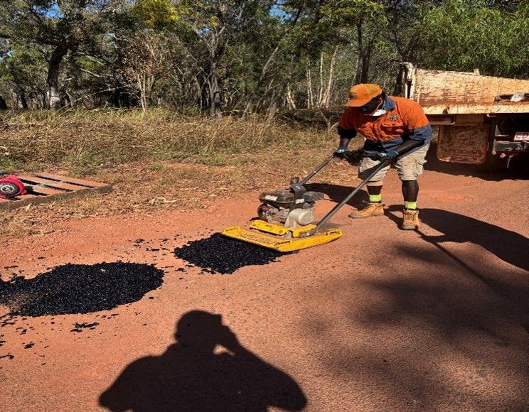 A man working on road repairs