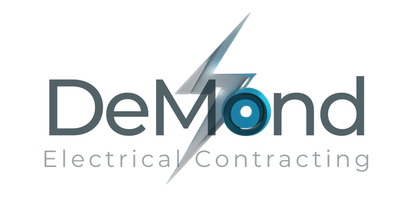 Logo for DeMond Electrical Contracting featuring the company name with a stylized lightning bolt integrated into the text.
