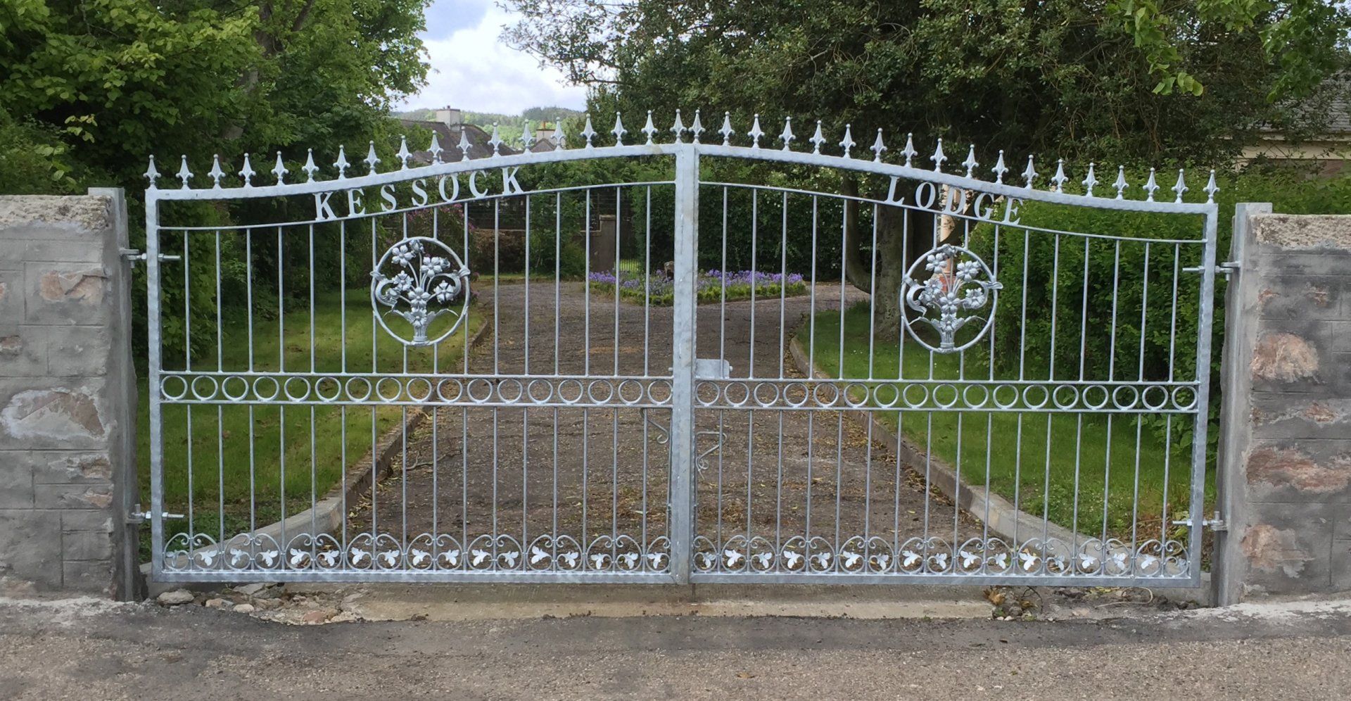 Decorative silver metal gate