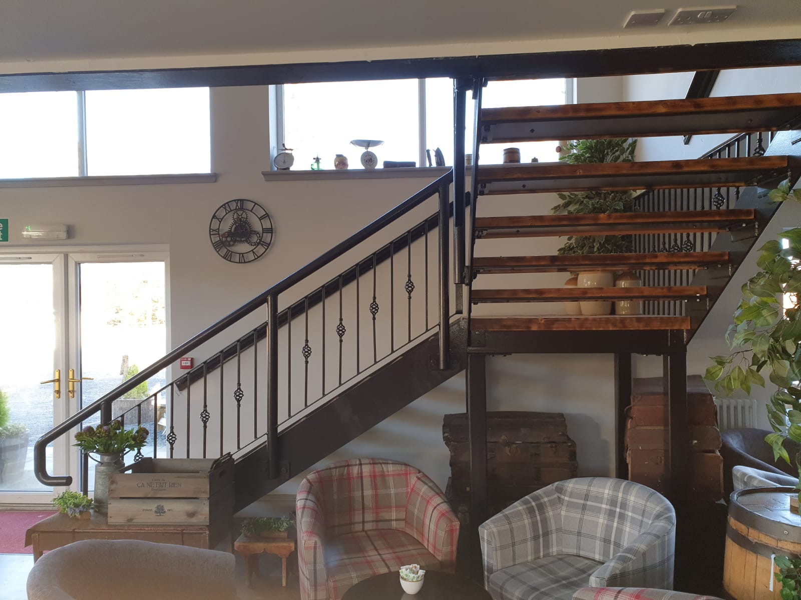 Metal railing staircase