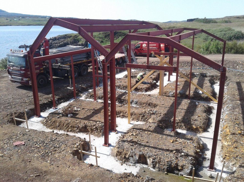 Building frame and foundations