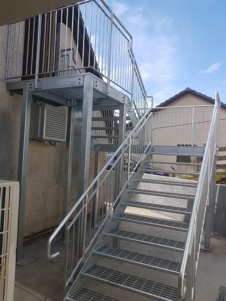 Metal railing fire exit