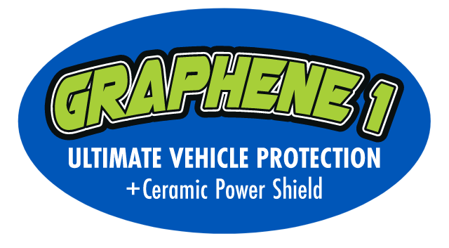 The logo for graphene 1 ultimate vehicle protection + ceramic power shield