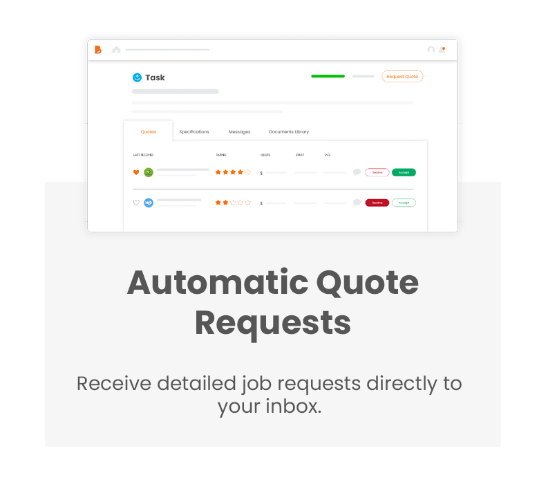 Home with Build Buddy Pro  - Automatic quote requests.