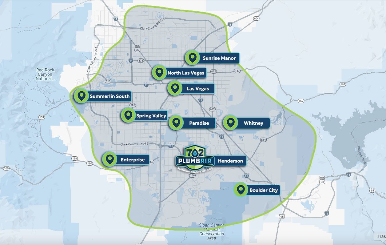 A map of las vegas with a green circle around the city.