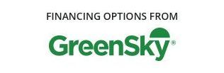 A green sky logo that says financing options from greensky