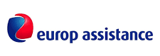 Logo Europ Assistance: vortice blu e rosso accanto al testo blu scuro.