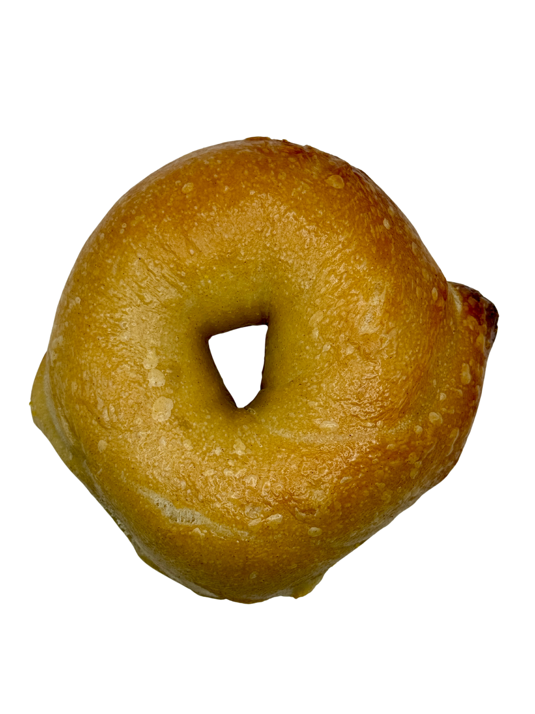 A donut with a hole in the middle on a white background