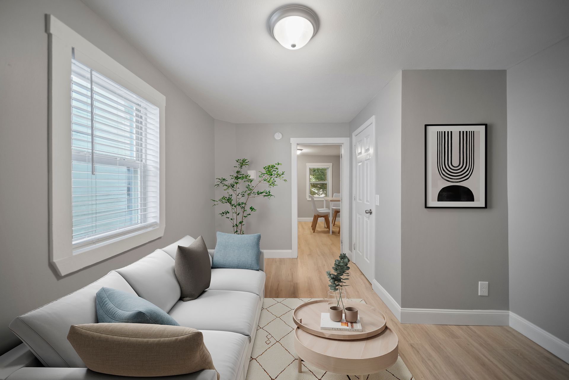 Interior photo of 58 Perham St living room with a couch and a coffee table