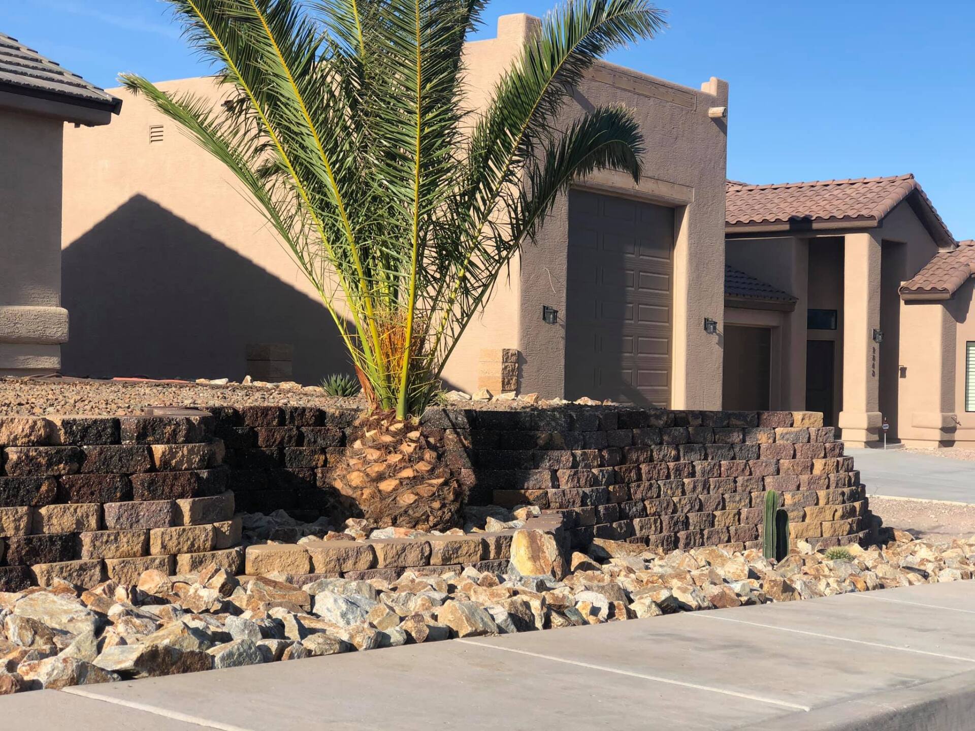 A house with a palm tree in front of it