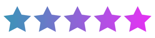 Five gradient stars, blue to purple, representing a rating or ranking.